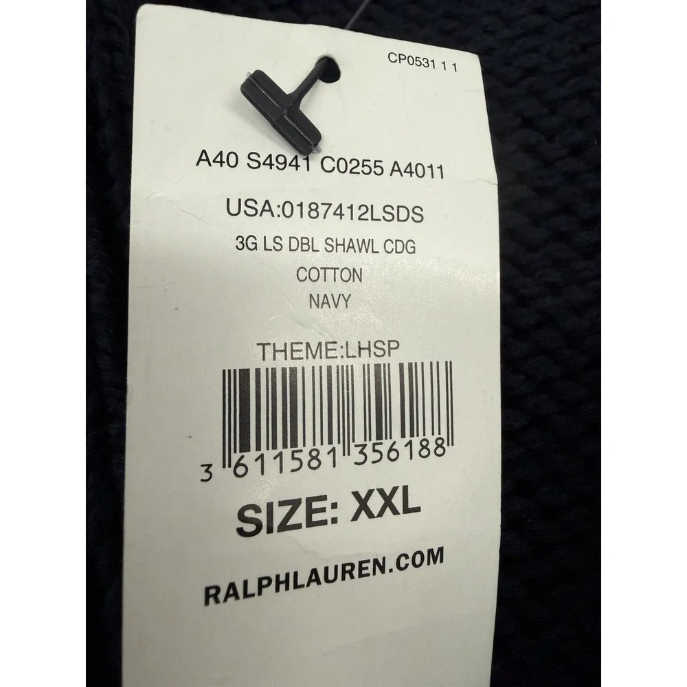 Polo Ralph Lauren Men's XXL Navy Blue Shawl Collar Toggle Cardigan Knit Sweater